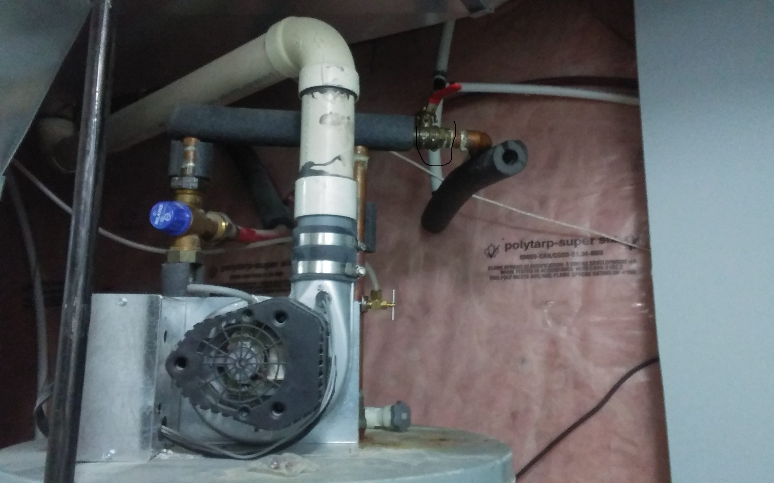 water heater overflow pipe gushing