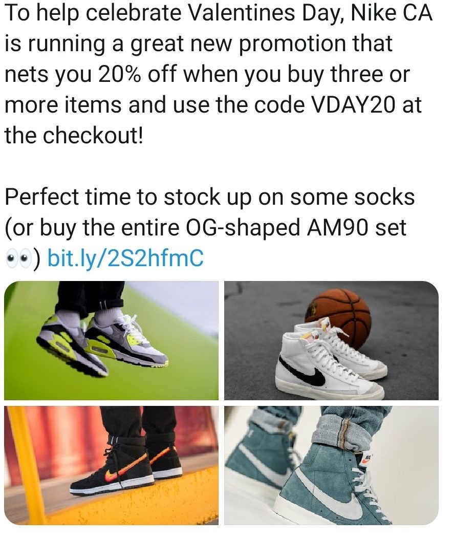 nike valentines promo code