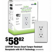 Leviton Decora Smart Tamper-Resistant Receptacle With Wi-Fi Technology