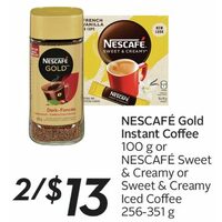 Nescafe Gold Instant Coffee Or Nescafe Sweet & Creamy Or Sweet & Creamy Iced Coffee