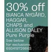 30% Off Bianca Nygard, Haggar, Chaps and Allison Daley Pure Purple