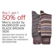 Men's Socks by McGregor and Black Brown 1826 - Friday to Monday Only - BOGO 50% off