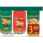 Kraft Peanut Butter  - $3.49/500 g ($1.50 off)