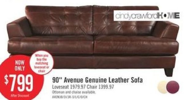 The Brick Cindy Crawford Home Avenue, Cindy Crawford Leather Couch