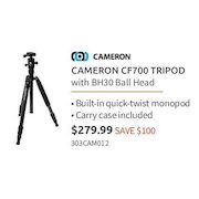 Cameron Cf700 Tripod w/ BH30 Ballhead - $279.99 ($100.00 off)