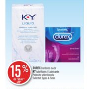 15% off Durex Condoms or KY Lubricants