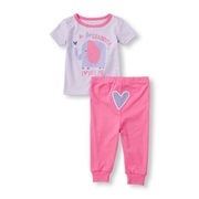 Baby And Toddler Girls Short Sleeve 'grandma Loves Me' Elephant Top And Heart Bottom Pants Pj Set - $7.60 ($12.35 Off)