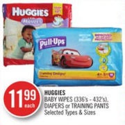 Huggies Baby Wipes, Diapers or Training Pants - $11.99 