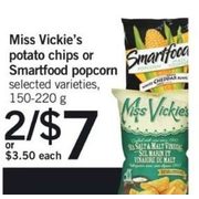 Miss Vickie's Potato Chips or Smartfood Popcorn - 2/$7.00
