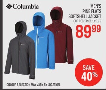 columbia men's pine flats softshell jacket