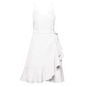 Petite Linen-blend Ruffle Wrap Dress - $101.97 ($58.03 Off)