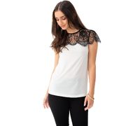 Suzy Shier Jersey Top With Scalloped Lace Yoke - $14.95 ($9.05 Off)