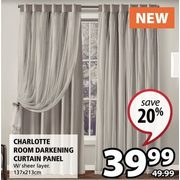 Charlotte Room Darkening Curtain Panel - $39.99 (20% off)