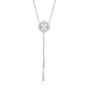 Magnificence™ 0.33 Ct. T.w. Diamond Tilted Cushion Frame Lariat-style Necklace In 10k White Gold - $1,049.30 ($449.70 Off)