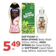 Softsoap Or Irish Spring Body Wash, Irish Spring Bar Soap Or Softsoap Liquid Hand Soap - $5.49