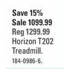 Horizon T202 Treadmill - $1099.99 (15% off)