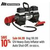 Motomaster 12V Heavyp-Duty Inflator With Auto Shut Off - $84.99 (10% off)